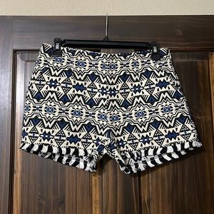 Very J Size Small Embroidered Shorts Blue Black and Cream